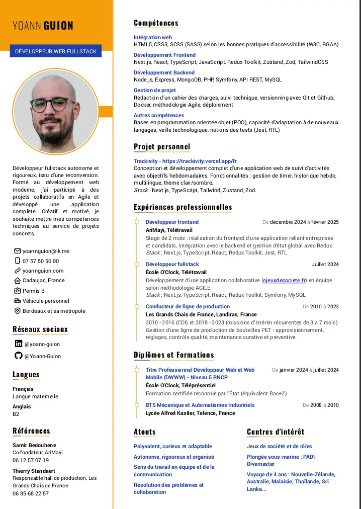 CV de Yoann Guion